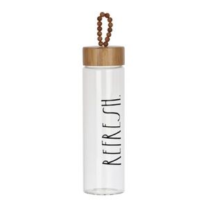 Rae Dunn Refresh glass tumbler with bamboo lid